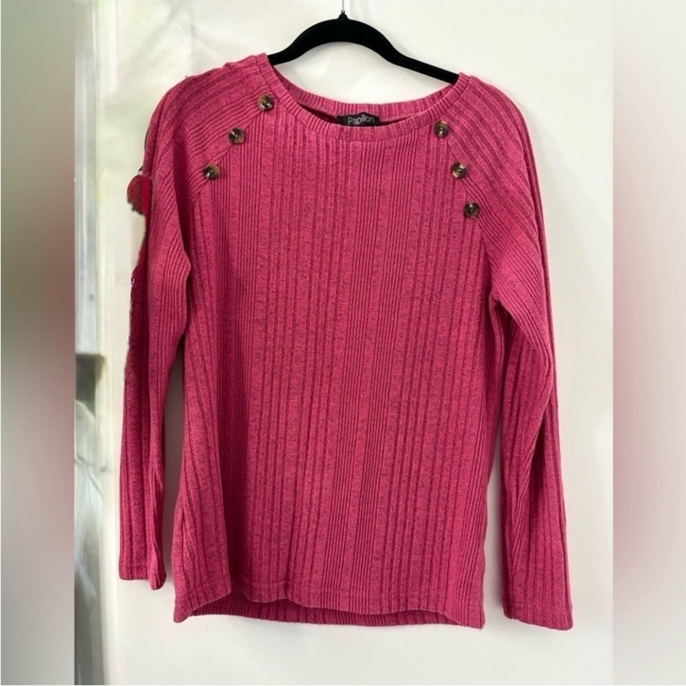 Papillon Blanc Fuchsia Knit Top - Picture 5 of 5